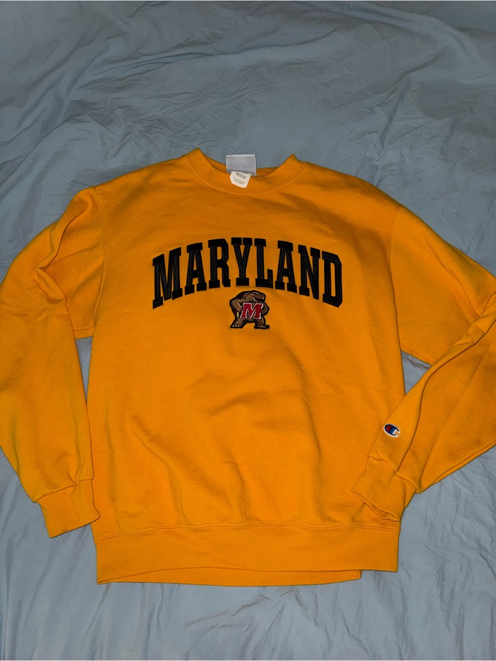 Champion Men's Yellow Maryland Crewneck Sweatshirt